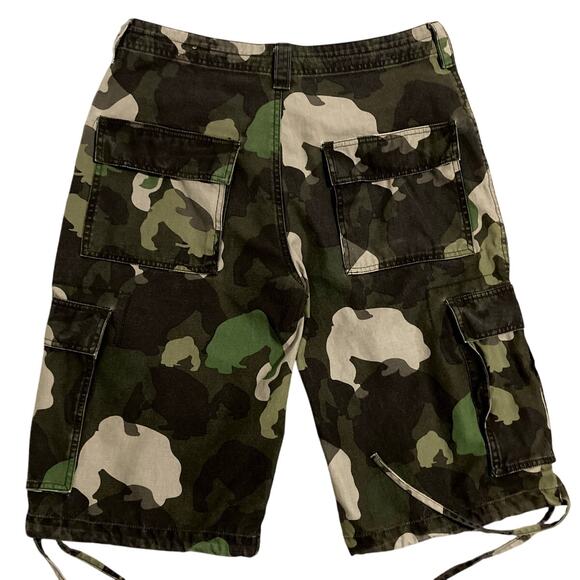 Gorilla Unit Cargo Shorts Mens 32 Green Camo Y2K Street Baggy 50 Cent Skate - Picture 1 of 10